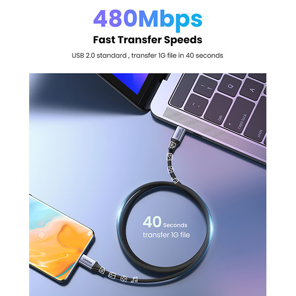 UGREEN US535 (15311) USB-C to USB-C 240W PD Fast Charging Cable - 1m - 240Watt USB C Cable - Equipped with an intelligent E-Marker chip - Compatible with Almost All USB C Devices - Built for Longevity. 