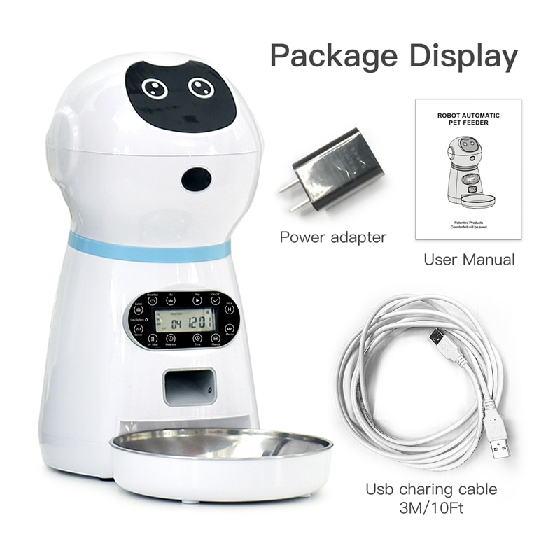 Automatic Pet Feeder  Bowl 3L Pet Food Dispenser Feeder Vending Machine Large   4 Meal Voice Recorder &Timer - Pet Feeder - EU Plug. 
