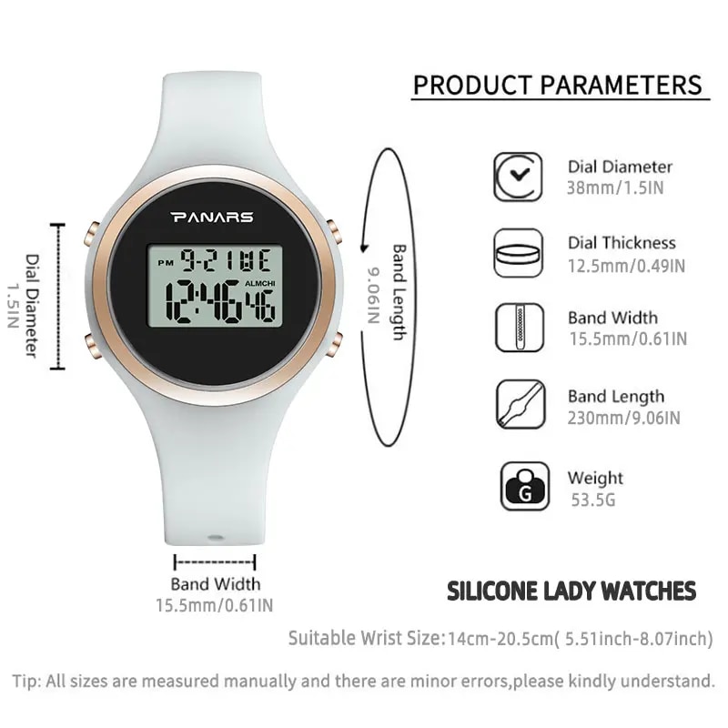 SYNOKE Women's Watch Digital Women Dress 50M Waterproof Stopwatch Sports Luminous Multifunction LED Electronic Wrist Watch Lady. 