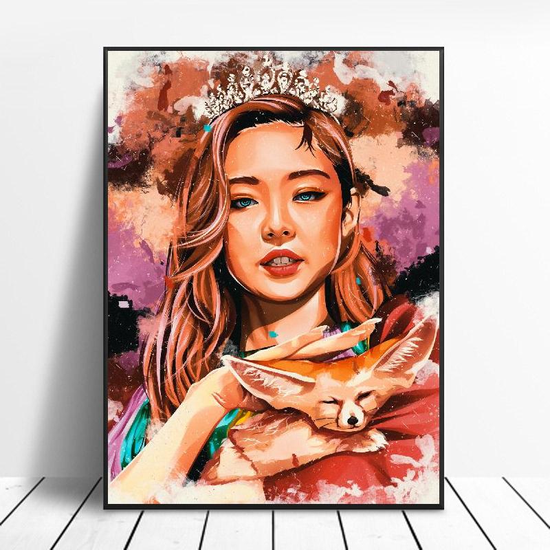 Korean Girl Fashion Pretty Hd Print Painting Group Black Pink Art Canvas Poster Home Wall Fashion Girl Room Living Decor Poster. 