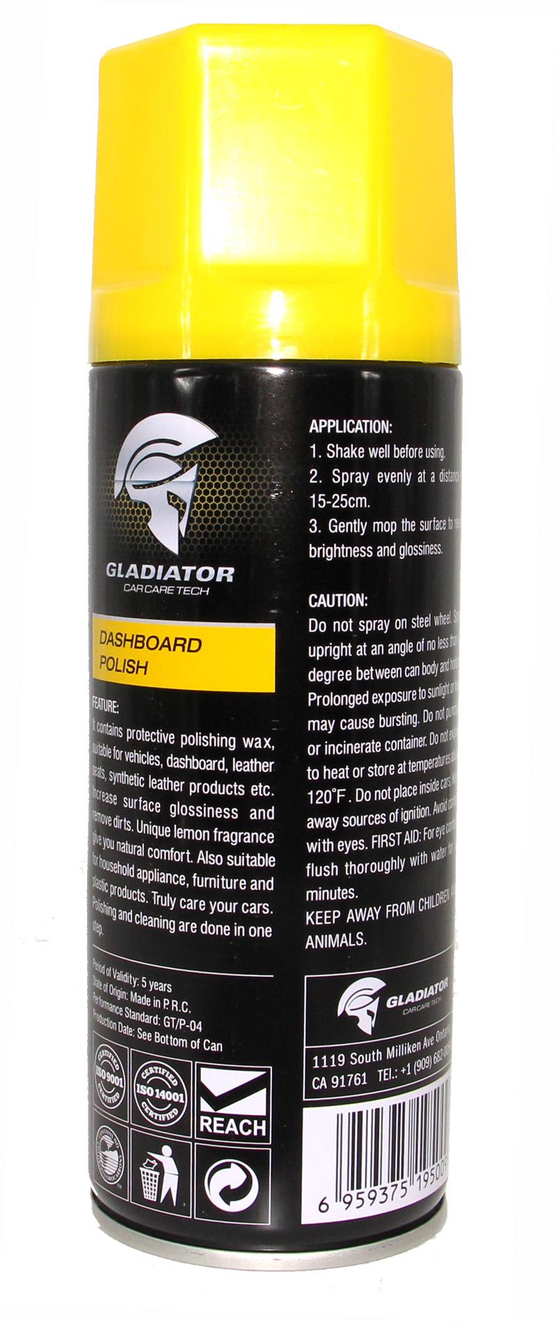 Gladiator Dashboard Polish 450ml - Lemon. 