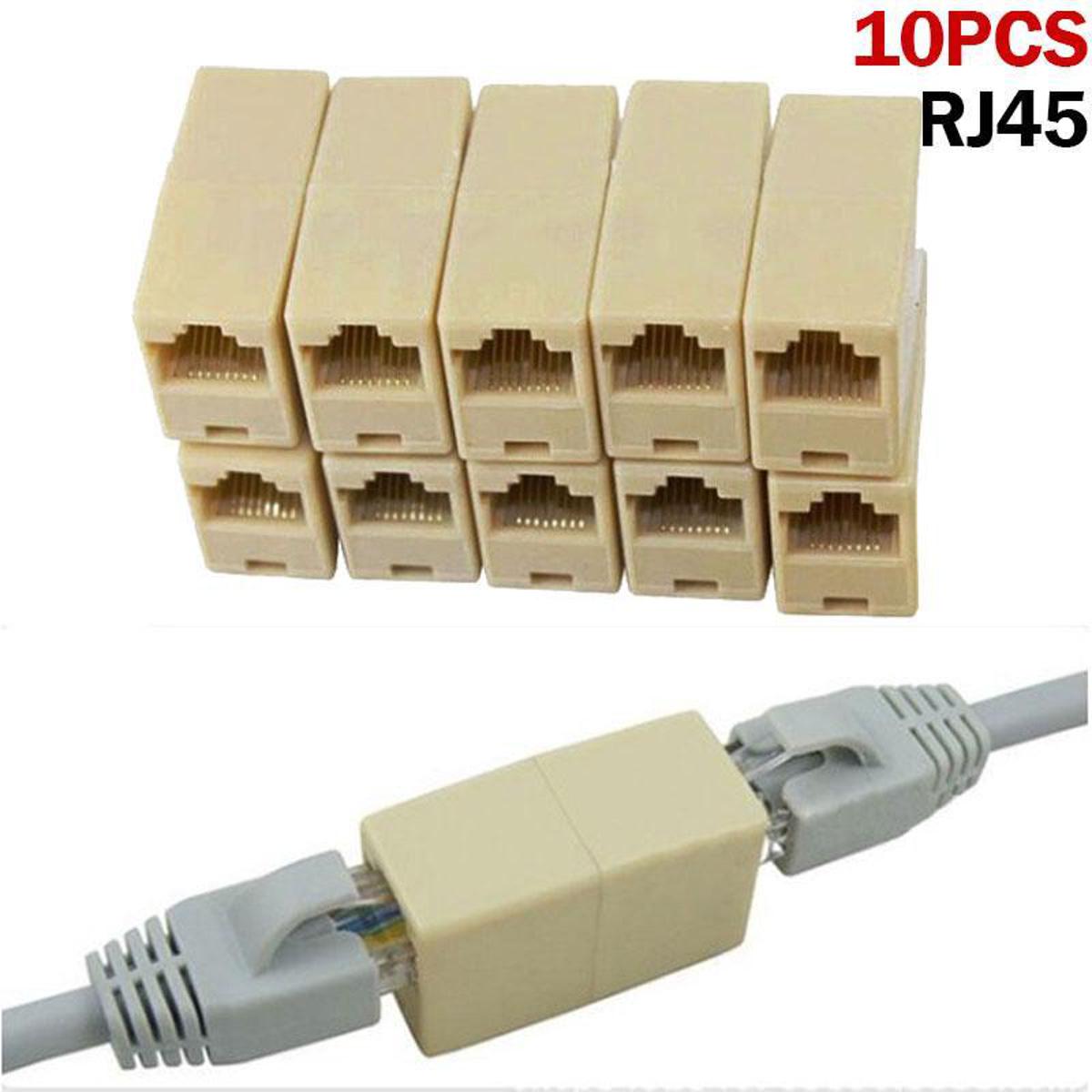 10pcs RJ45 CAT5 Coupler Plug Network LAN Cable Extender Connector Adapter