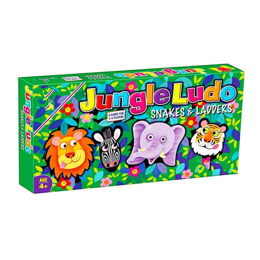Imported Jungle Ludo, Snakes and Ladders 2-in-1 Game Play Set for 2-4 People. 