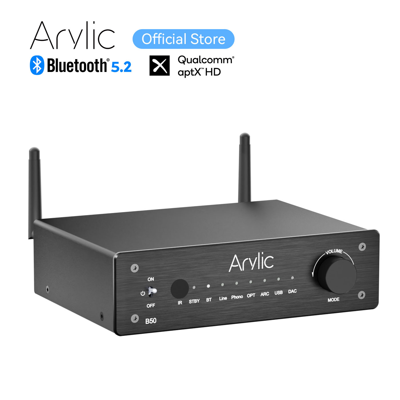 New Arylic B50 Bluetooth 5.2 Transmitter Receiver AptX HD Audio Adapter Wireless Audio Amplifier for TV Home Headphones Stereo