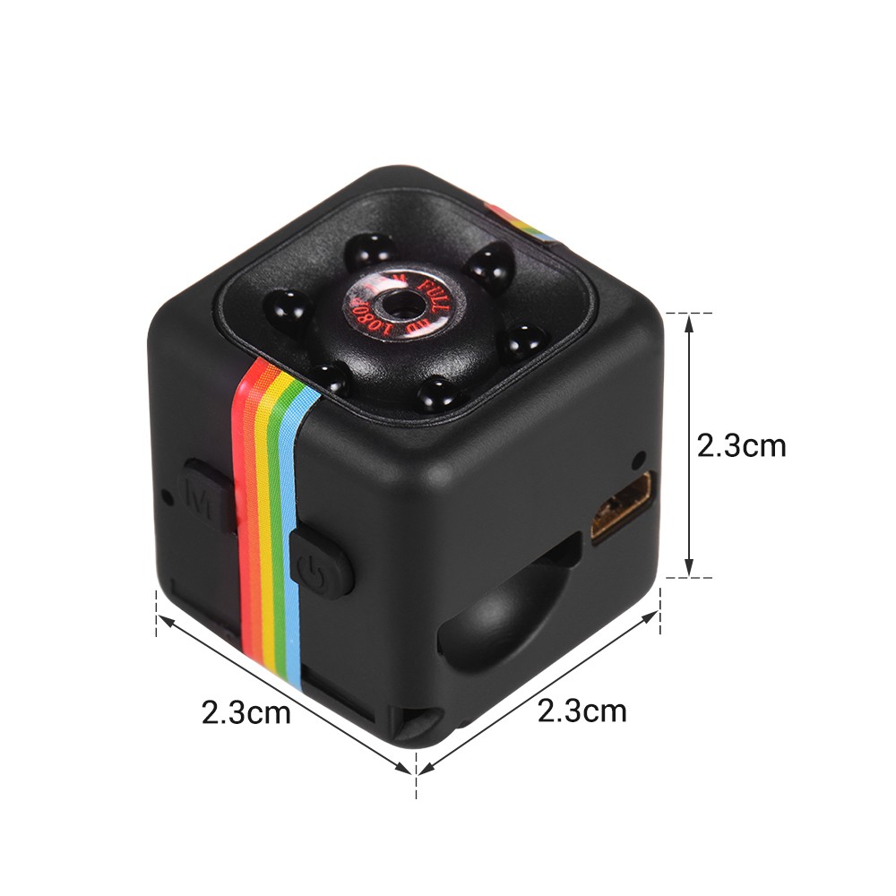 Mini Cube Camera 1080P Video 120? Wide Angle 32GB Extended Memory Built-in Battery - black. 