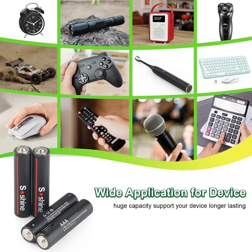 Soshine 1.5V 600mWh USB Li-ion Aaa Battery AAA Rechargeable Battery 3A 1.5Volt Lithium Batteries Toys Camera Flashlight Clock. 