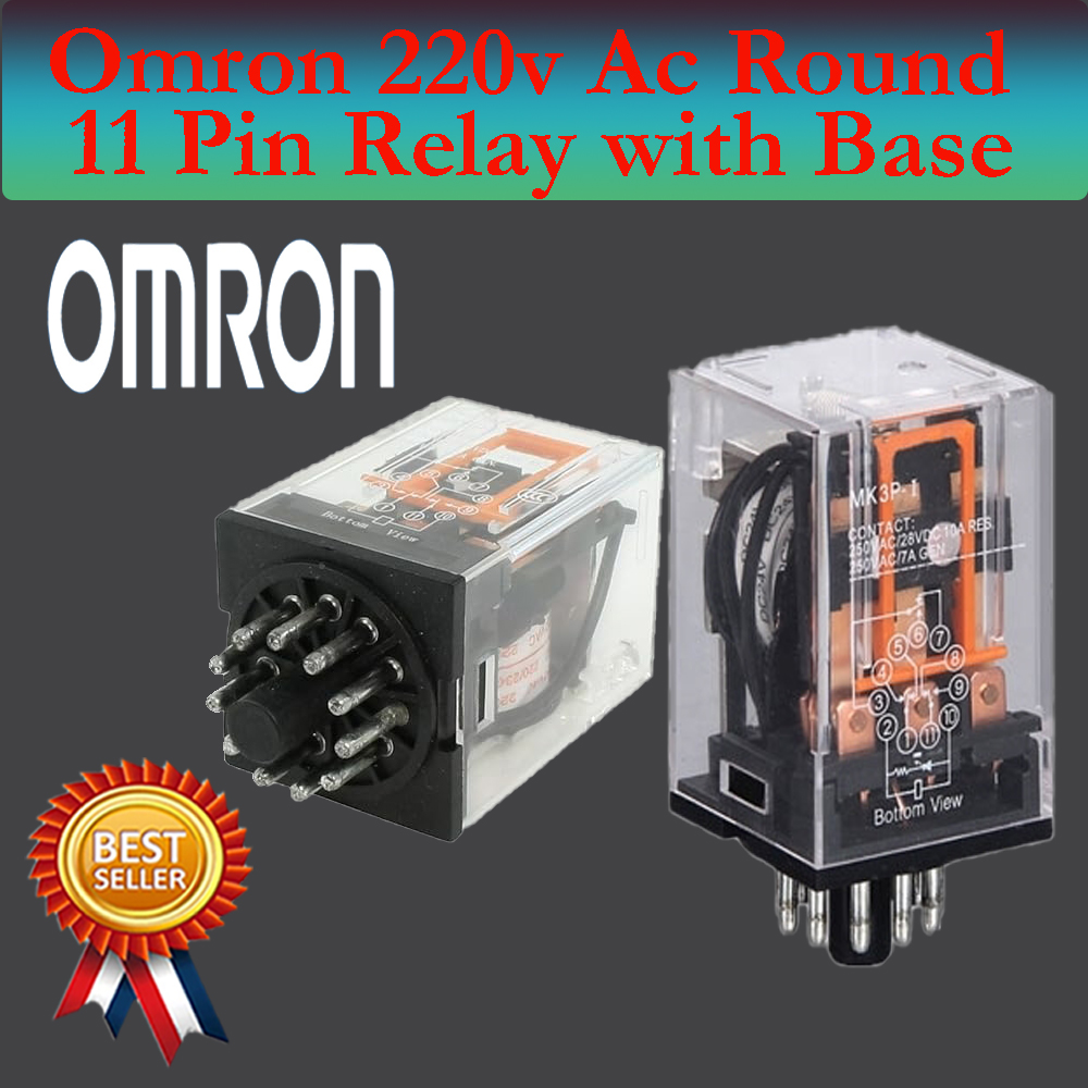 Omron AC 220V/240V 10A Coil Round 11 Pin MK3P-I Power Electromagnetic Relay With Base. 