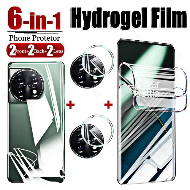 【Poggioio】 6in1 Front Back Hydrogel Film for OnePlus 11 Camera Lens Screen Protector One Plus 11 OnePlus11 11r 10 9 Ace 2 Film Cover. 