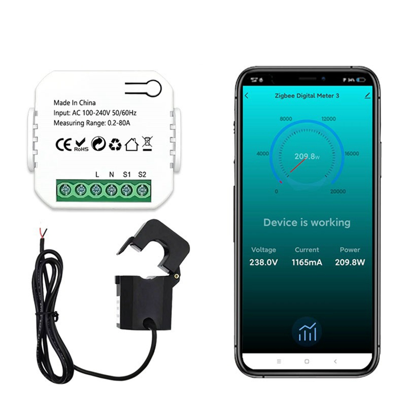 Tuya Smart Life ZigBee Meter 80A with Current Clamp KWh Monitor 240V. 