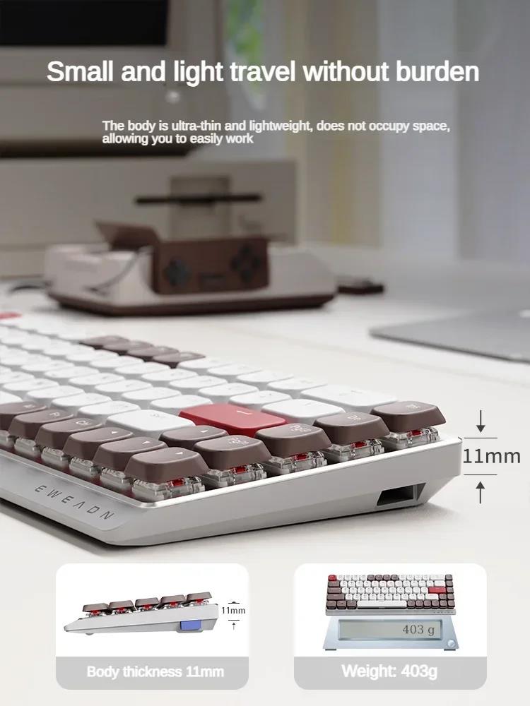 EWEADN MK68 Mechanical Keyboard Wireless Bluetooth 3-Mode Mini Mute 68keys PBT Keycaps Office Gaming Keyboard Mouse Set PC Gift. 