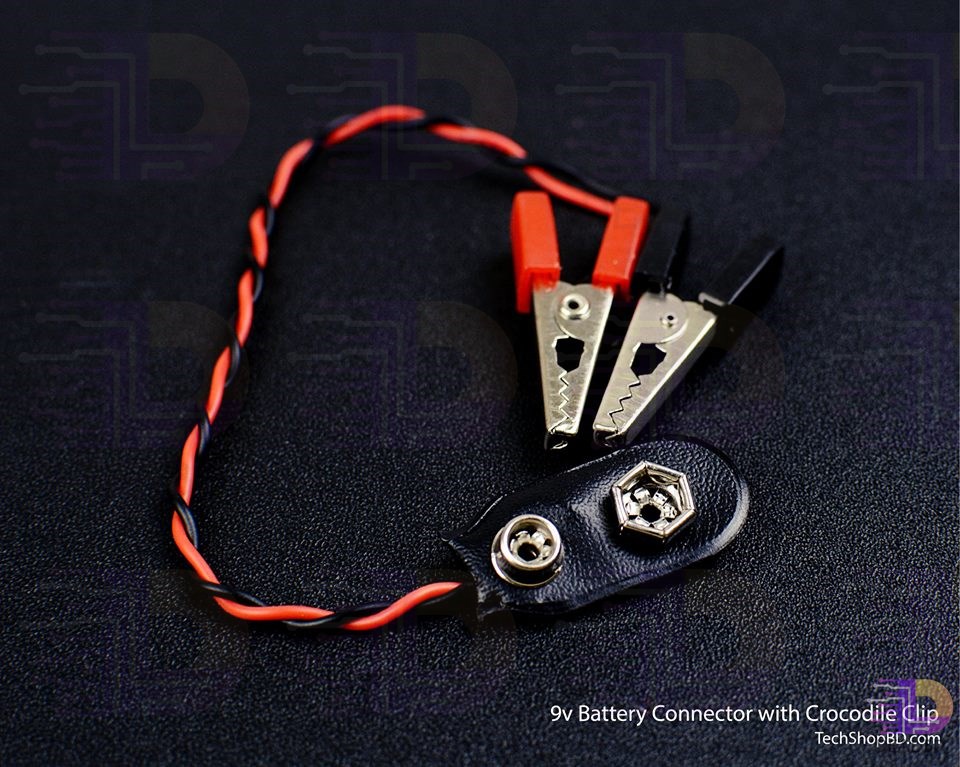 DC 9V Battery Clip Connector Lead Socket 6F22 Battery Holder Snap 9 Volt With Dual Alligator Clip For Arduino DIY. 
