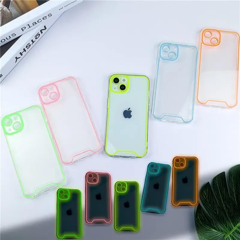 Night Light Luminous Silicone Soft Phone Case For iPhone 14 happy11 12 13 14 15 Pro Max Plus XR XS Max Transparent Back Cover. 