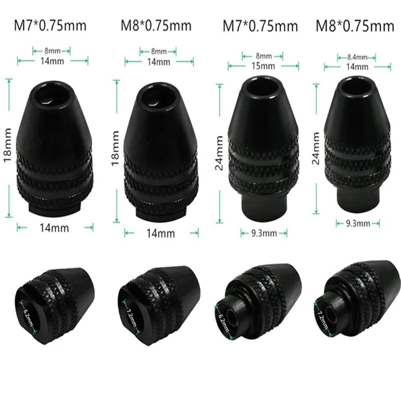 Mini Drill Chuck Keyless Drill Bit Adapter For Dremel Corded Rotary Tools Self-Tighten Electric Drill Bits Collet Fixture Tools