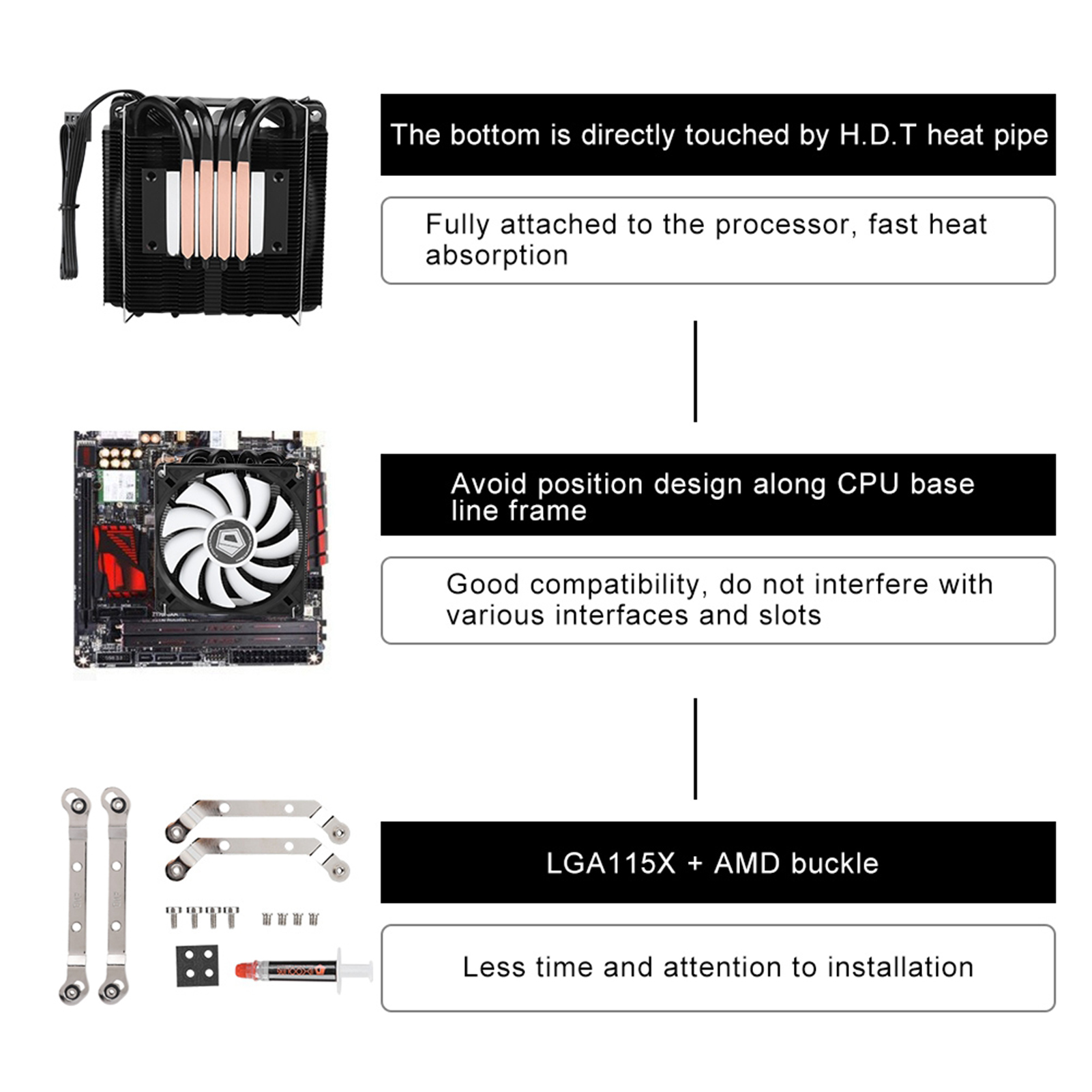 For ID-COOLING IS-40 V3 Low Noise CPU Cooler CPU Fan CPU Cooling For Intel LGA115X & AMD. 