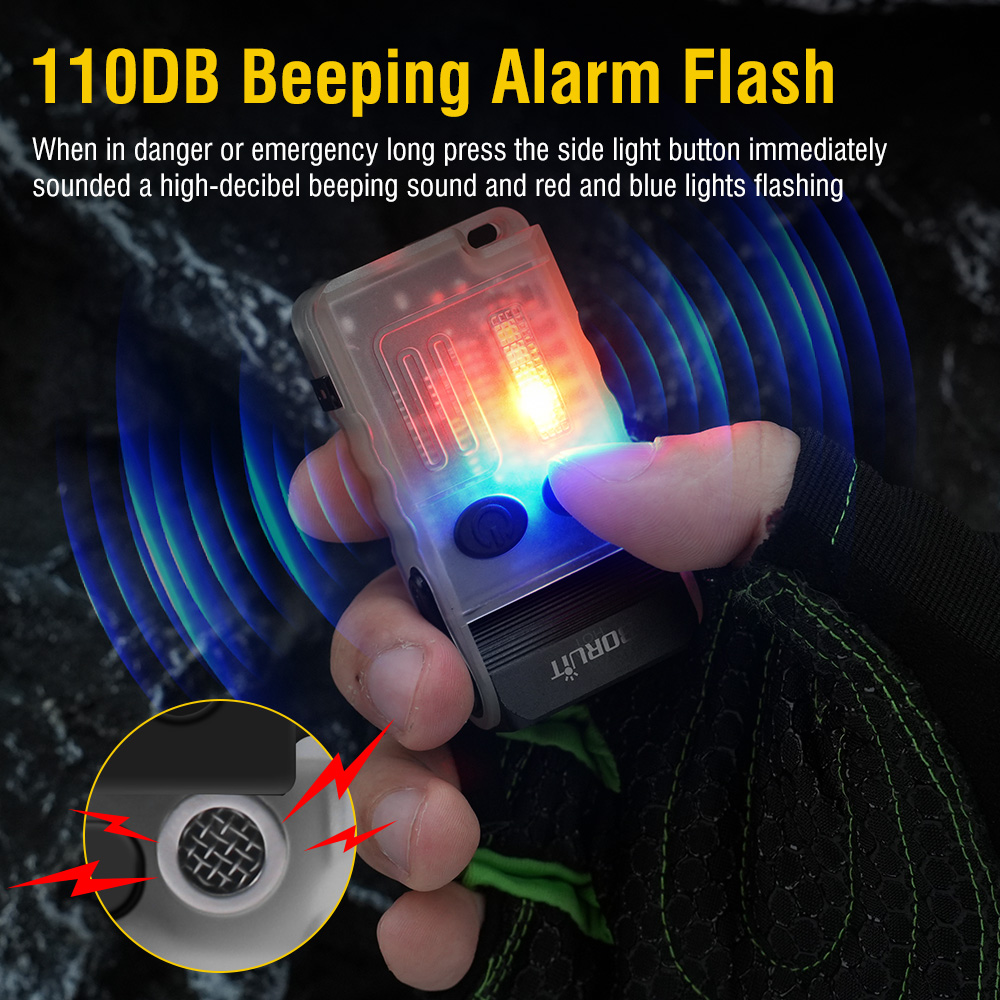 BORUiT V20 EDC Keychain Flashlight Portable Mini Torch Type-C Rechargeable Work Light With Magnet Beep Camping Pocket Lantern. 