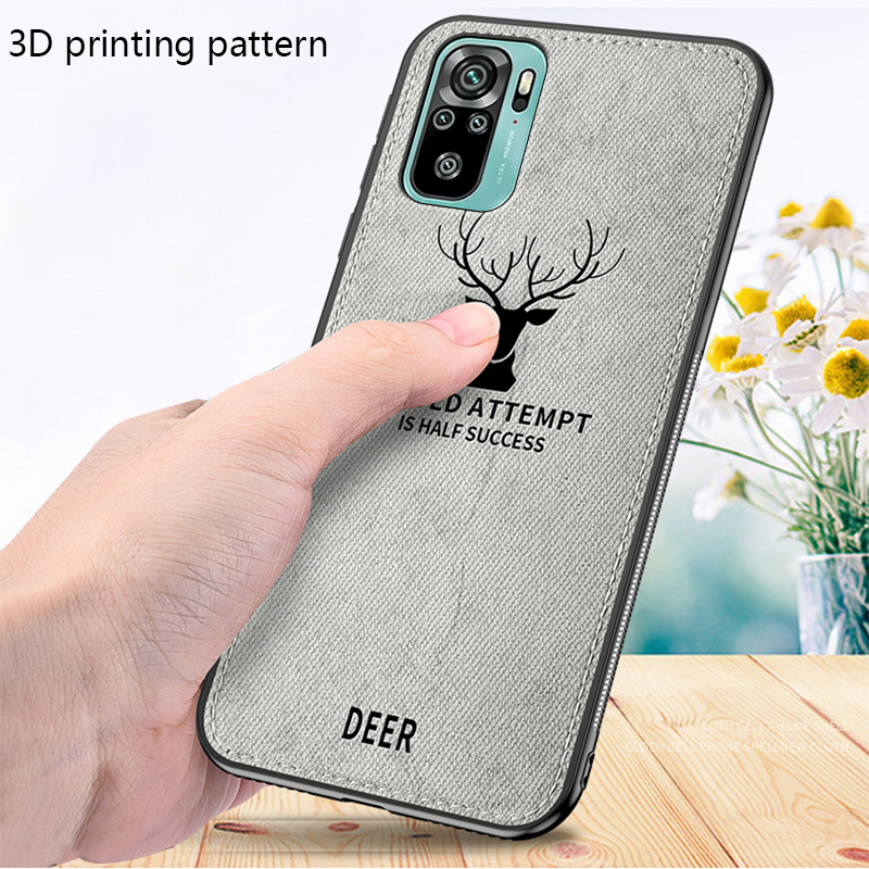 Biruiqu For Redmi Note 10 4G / Redmi Note 10S Hybrid Soft TPU Deer Pattern Leather Shockproof Case Cover. 