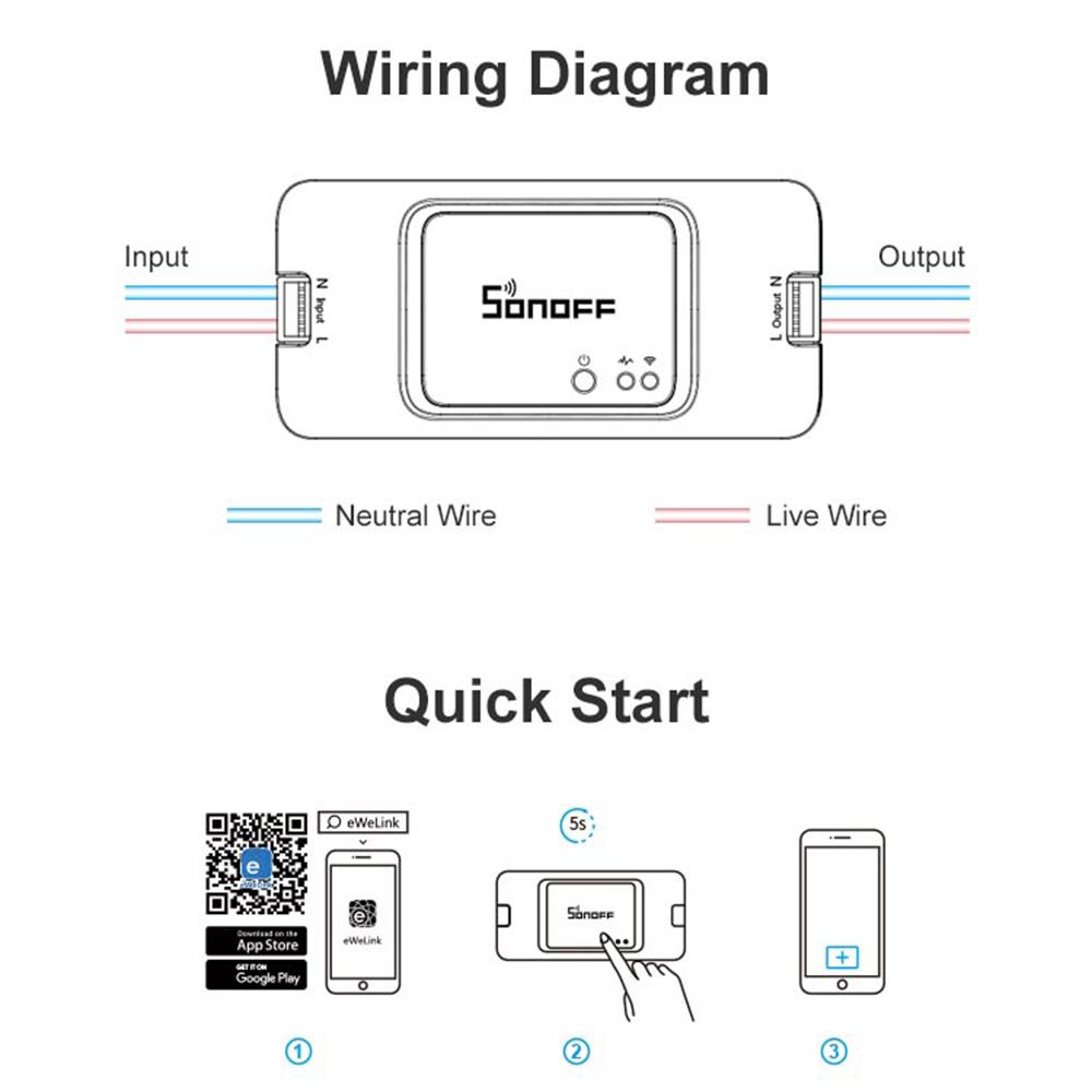 SONOFF BASICR3 Intelligent Wi-Fi Voice Control Switch Support Timing Switch Compatible with Goo-gle Nest Home & Amazon-Ale-xa Voice Control APP eWelink. 