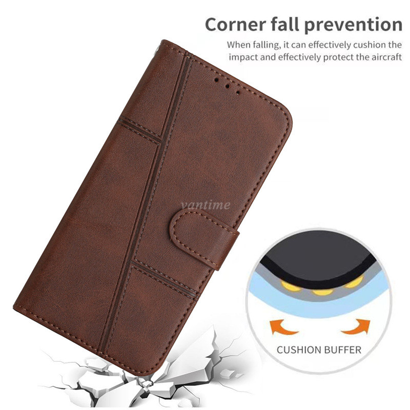 Vantime for OPPO A18 A38 A58 A78 4G A98 F23 5G Retro PU Leather Wallet Case Flip Clasp Stand Cards Holder Casing. 