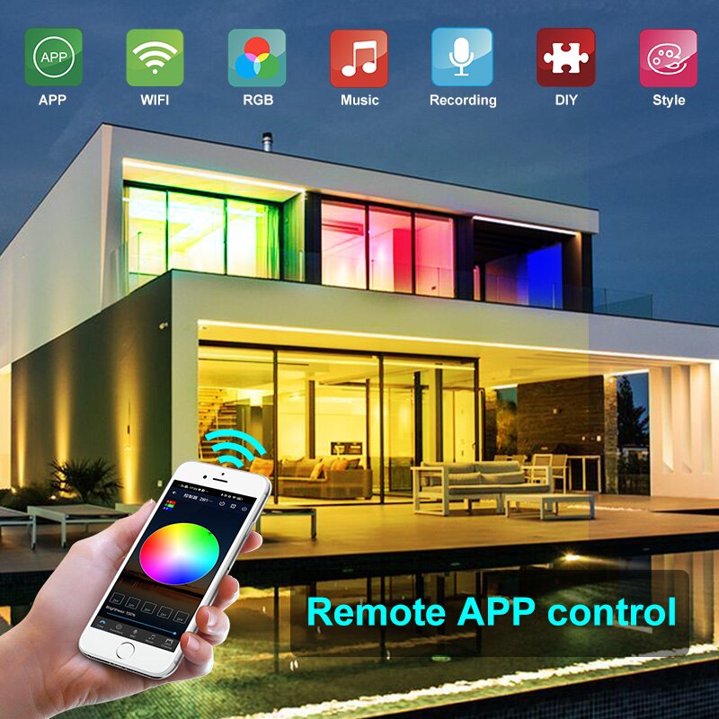 WIFI RGB Led Strip Light 5050 Bluetooth Controller Smart Lucas LED Tape Ribbon Flexible Night light Luminous String For Bedroom-Bluetooth Control-Non -3m-. 