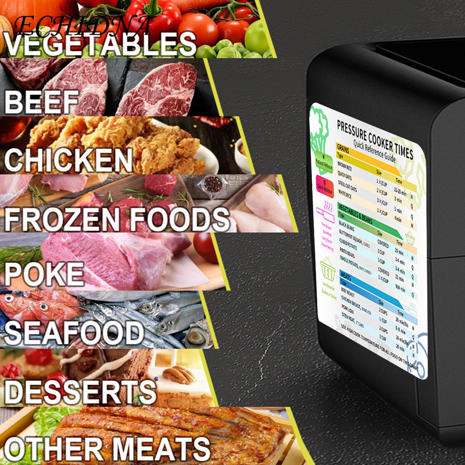 ECHIDNA Cooking Time Sheet Reusable Air-Fryer Accessories Cooking Times Cheat Sheet. 