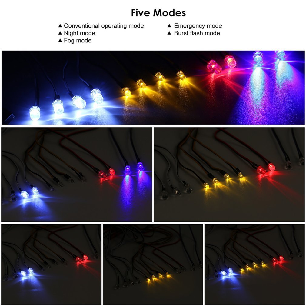 【3C VictoryEagle】Led Light Kit Syestm For 1/10 Rc Car Hsp Scx10 Red. 