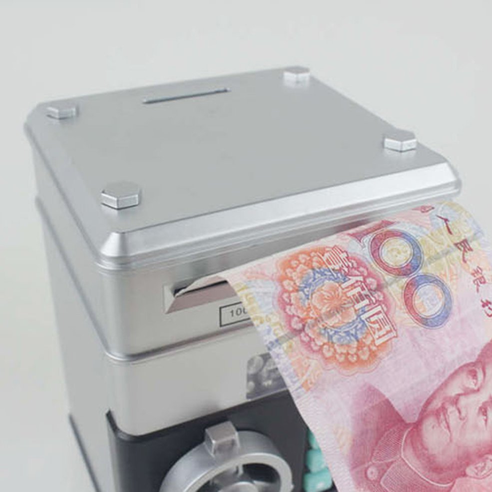 MA Kids Cartoon Electronic Money Bank Mini ATM Password Coins Money Savings Box-Sliver. 