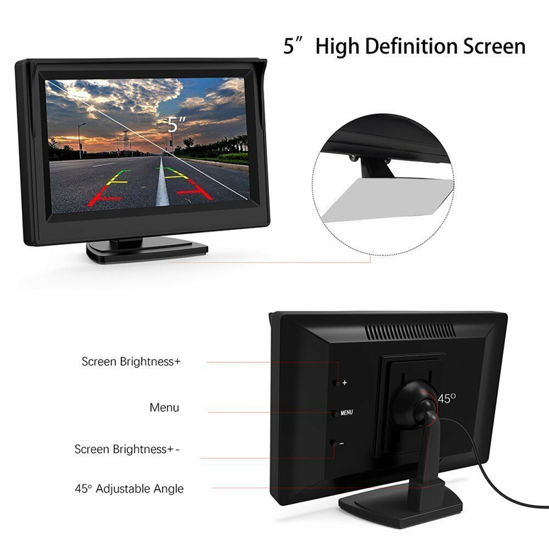5 Inch 800X480 TFT LCD HD Screen Monitor with Dual Mounting for Car Backup Camera/Rear View/DVD/Media Player. 