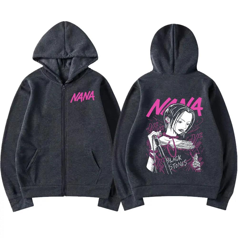 Anime Nana Osaki Zipper Hoodie Men's Harajuku Oversized Zip Up Sweatshirt Fashion Fleece Pullover Hooded Unisex Loose Streetwear. 