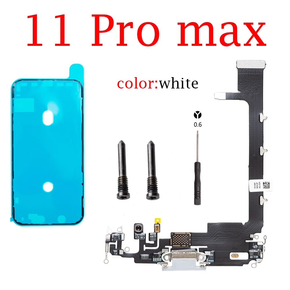 Charging Flex Cable For iPhone 11 Pro Max USB Plug Charger Port Dock Connector With Mic Headphone Audio Jack Flex Cable. 