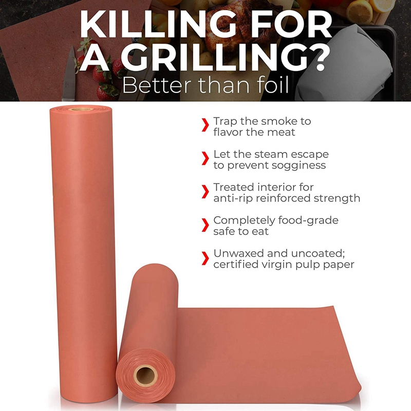 3X 45.7cmx53.3M Pink Kraft Butcher Paper Roll Food Grade Peach Wrapping Paper for Smoking Meat of All Varieties. 
