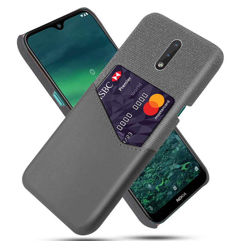 lthmy for Nokia 2.3 Creative Cloth PU Leather Card Slot Case Hard PC Cover