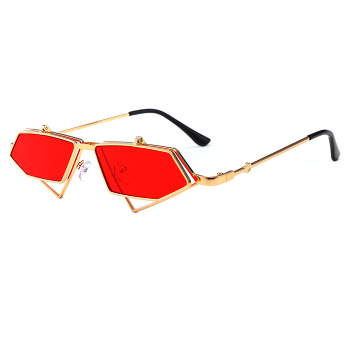 Popular Net Red TikTok Sunglasses Retro Women's Personal Korean Style Triangle Clamshell Sunglasses round Face New Male Glasses. 