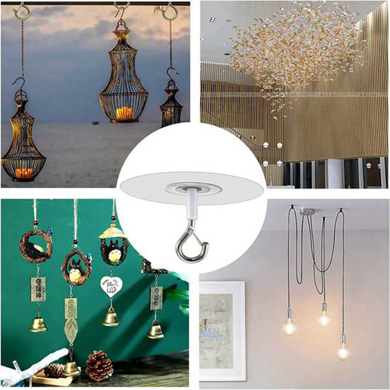 10Pcs Adhesive Ceiling Hooks for Popcorn Concrete Textured Ceiling Wall , No Drilling Self Adhesive Ceiling Hooks Easy Install Easy to Use. 