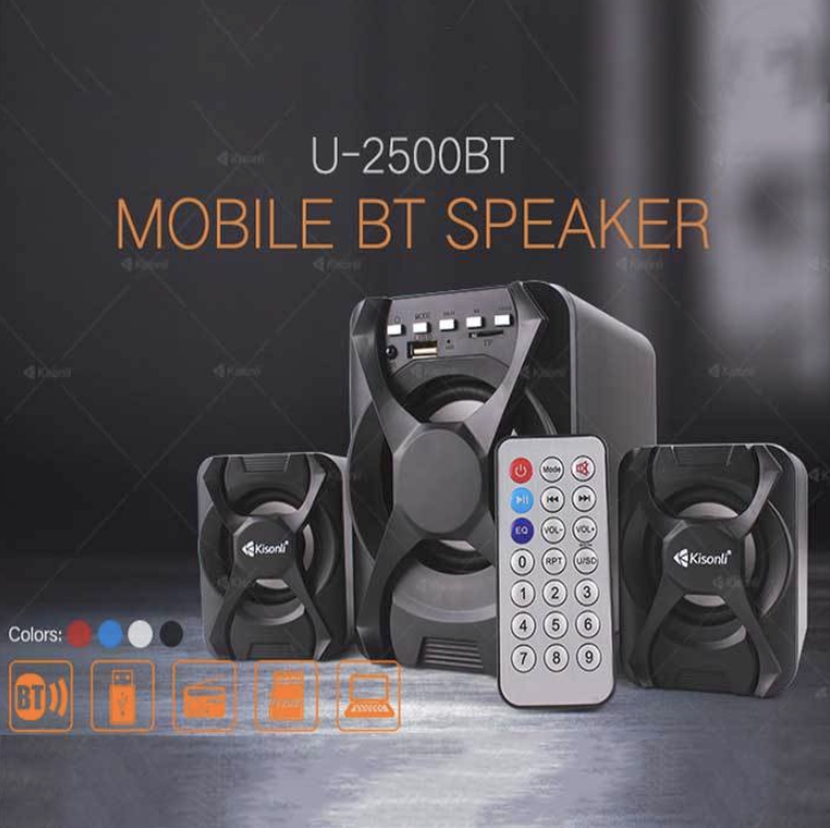 Kisonli U2500BT USB Bluetooth 2.1 Speaker with FM TF AUX Remote Control Black 5W. 