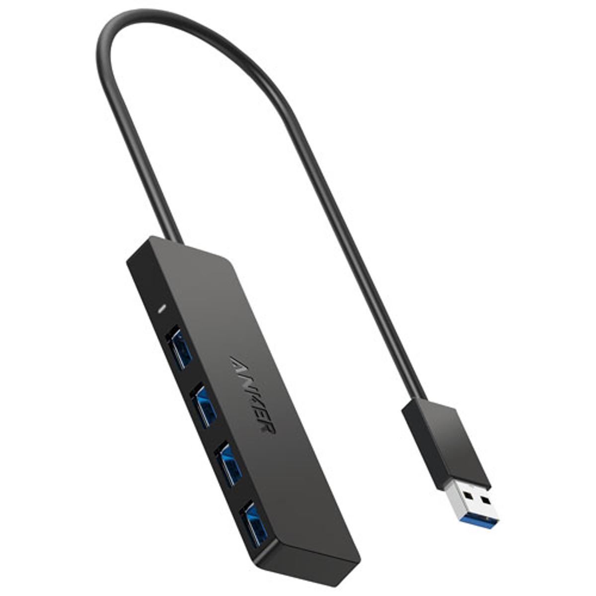 Anker 4-Port Ultra Slim USB3.0 Data Hub 20cm - Black / USB port data transfer