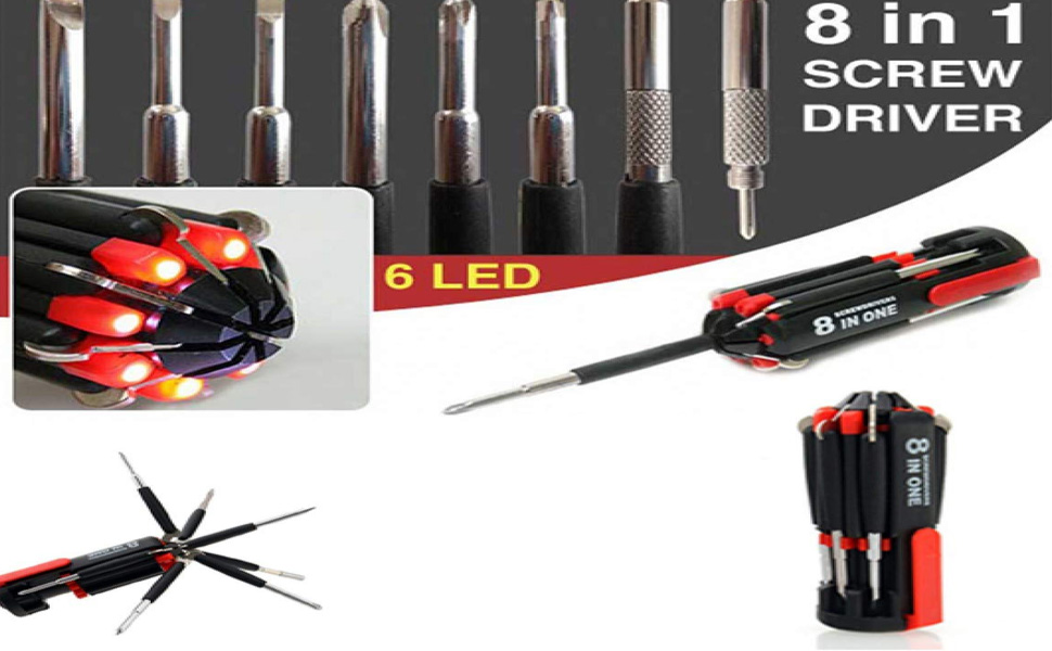 8 In 1 Multi Screwdriver Set With Powerful Torch. 