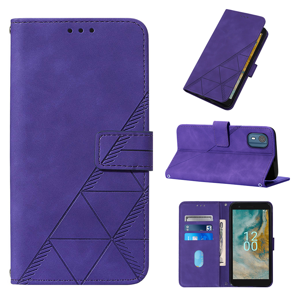 lthmy for Nokia C02 case slim Embossed PU Leather Flip Stand Wallet Card Slots Cover