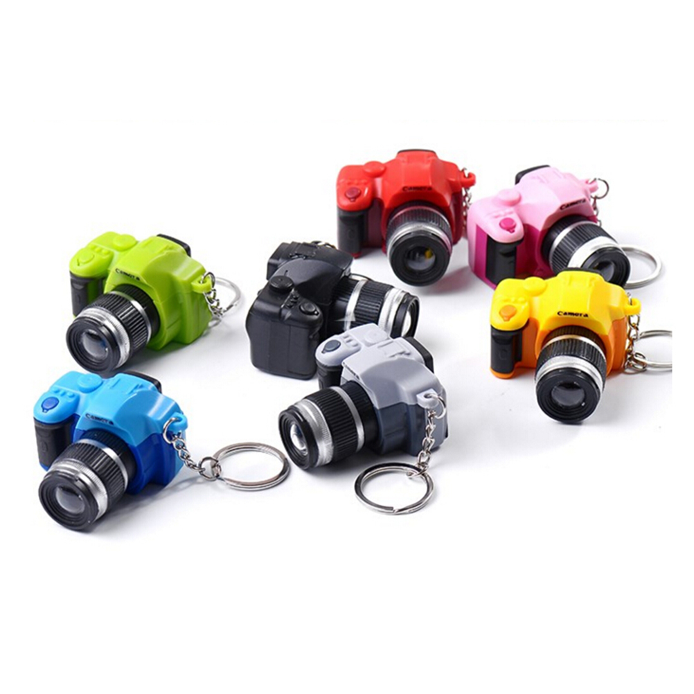Mini Camera Keychain SLR Camera Keychain Car Key Chain Key Ring LED Flashlight Colorful Kaca Key Chain For Gift Wholesale. 