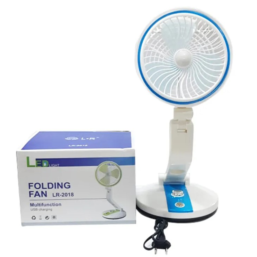 LR-2018 Compact USB Rechargeable Fan with LED Light – Stay Cool Anytime, Anywhere | MNK SHOP. 