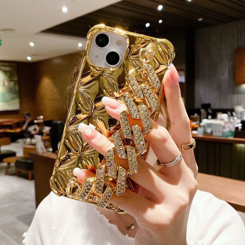 [autismaut] Suitable for Apple iPhone15pro Phone Case Luxury Rhinestone Bracelet 14 Classic style xr Upscale xsmax Tide 13. 