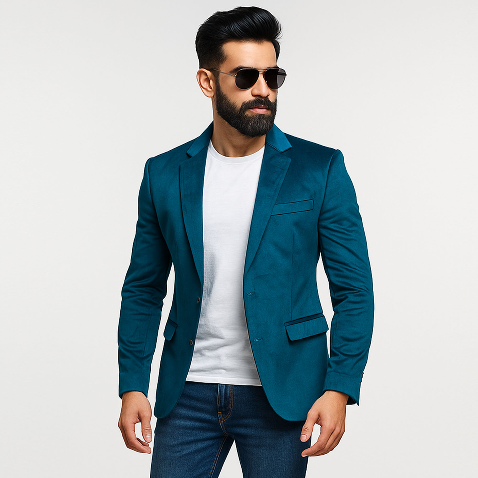 Stylish Petrol Blue Blazer for Men | Casual & Formal Slim Fit Blazer | Trendy Menâs Fashion Coat | Premium Quality Party Wear Blazer | Comfortable Lightweight Jacket for Men | Best Blazer for Office, Wedding & Events