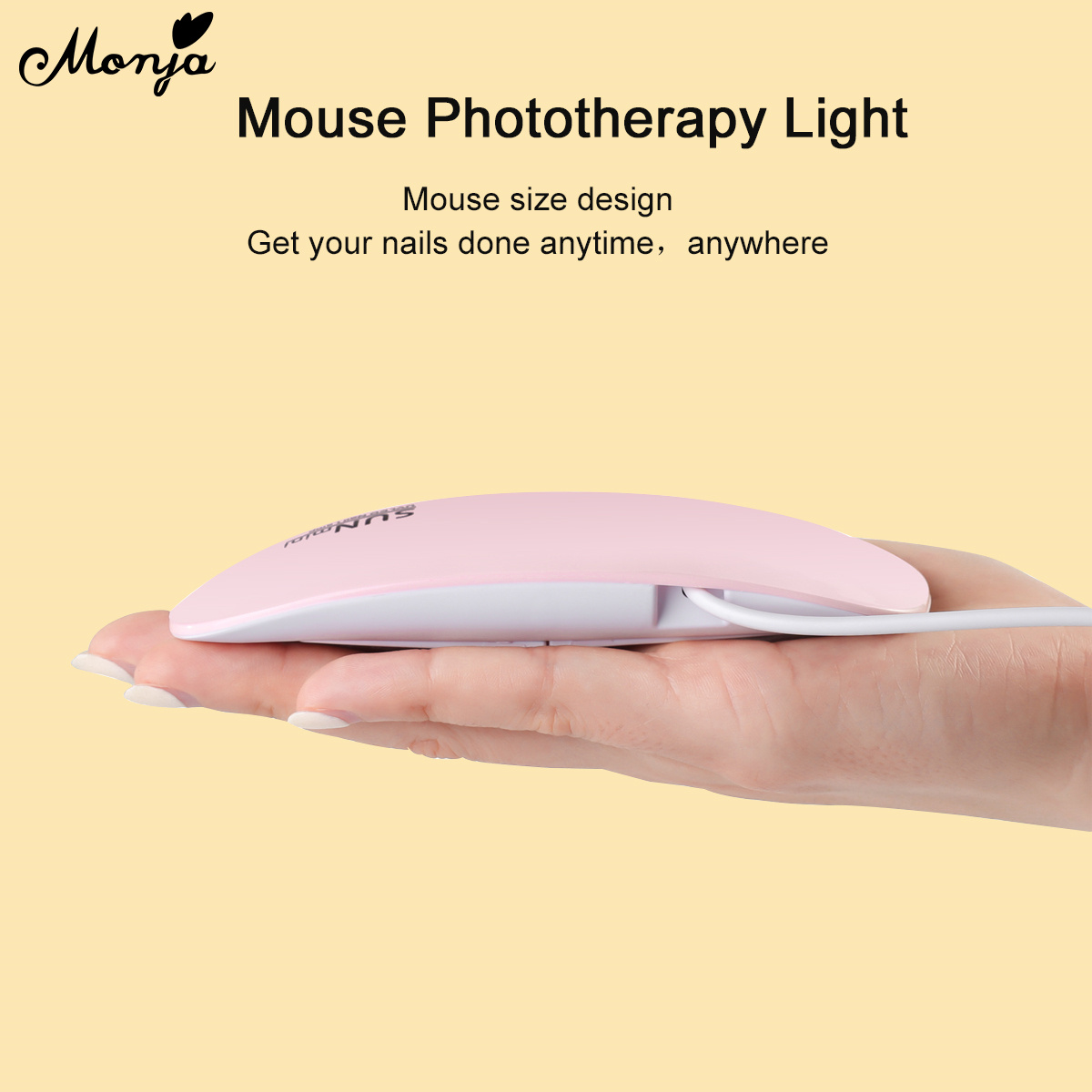 Monja 6W Nail Art Dryer LED UV Lamp Portable Micro Nail Art UV Varnish Curing Machine For Home Use USB Charging Manicure Tool. 