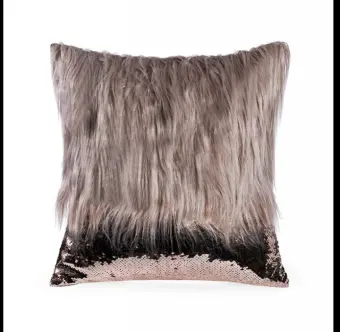 New Plush Pillowcase Soft Wool Gold Silver Furry Cushion Cover