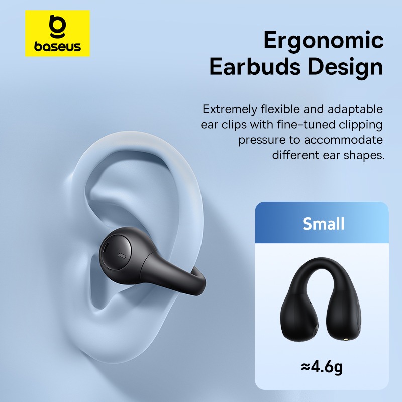 Baseus Open Ear AirGo AS01 Clip-Ons Open Ear TWS Earbuds Earphone 5.3 Bluetooth Wireless Sports Headphones Ultra lightweight low latency earbuds. 