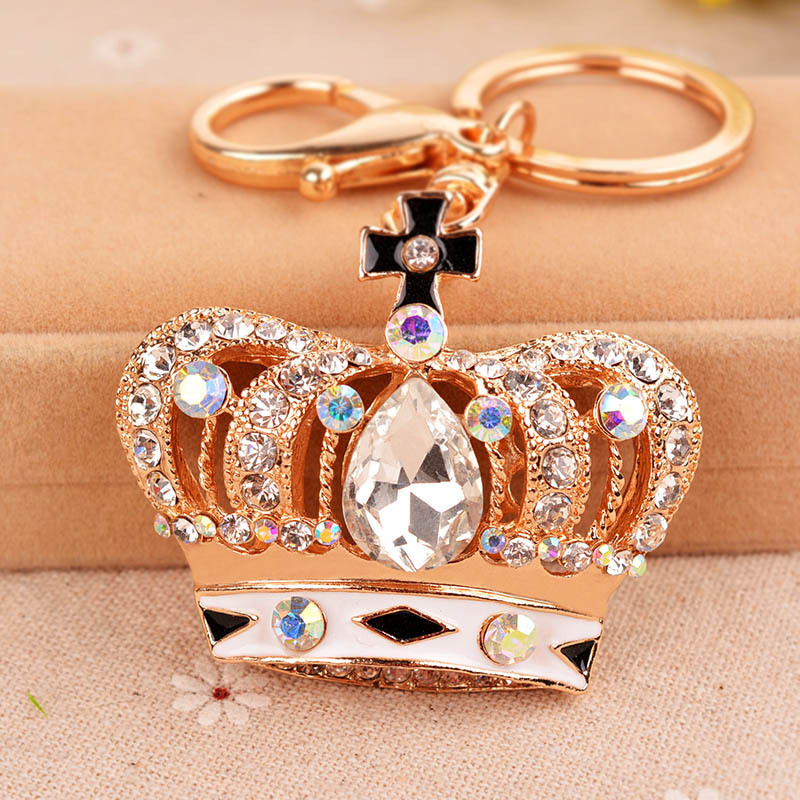 European and American exquisite crystal crown keychain girls bag pendant fashion car key pendant small gift wholesale