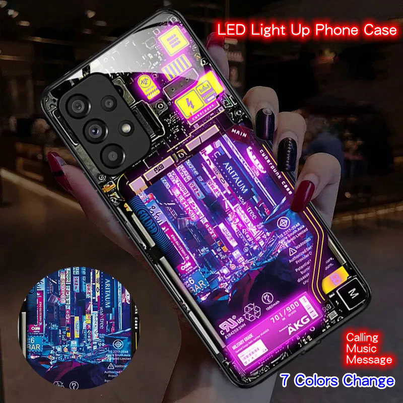 Smart LED light up phone case cover for Samsung S23 S22 S21 S20 Plus Ultra note 20 ultra 10 A53 A14 A12 A52 A32 A51 A72 A71 A54