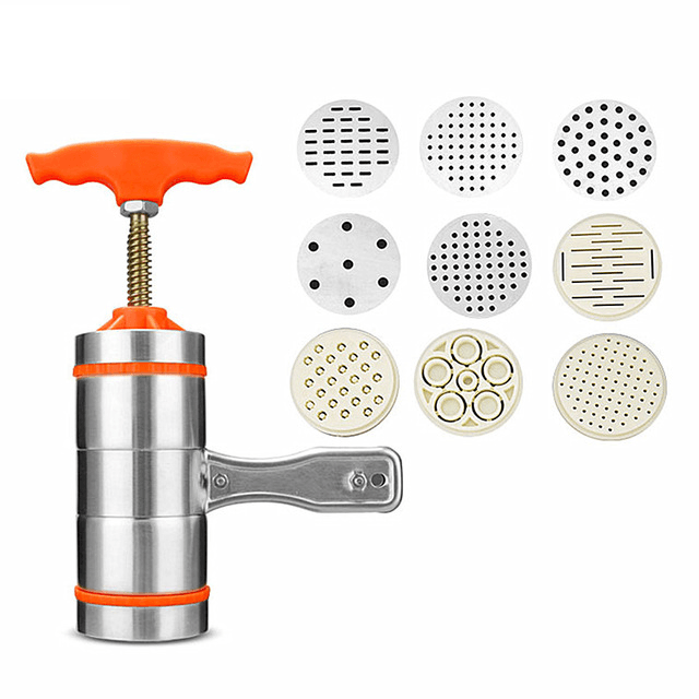 Stainless Steel Noodle Maker Manual Pasta Machine With 7 Press Molds - Create Delicious Ravioli, Spaghetti, And Lasagna With This Manual Pasta Machine. 