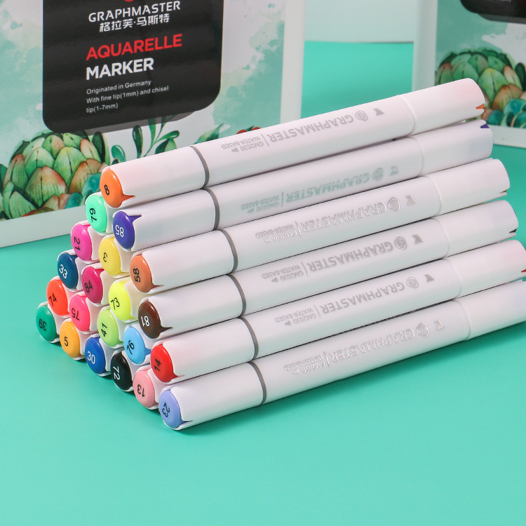 STA Graf Master GM2030 Water-Based Oil-Based Marker Set Double-ended Stacked Color Painting Design. 