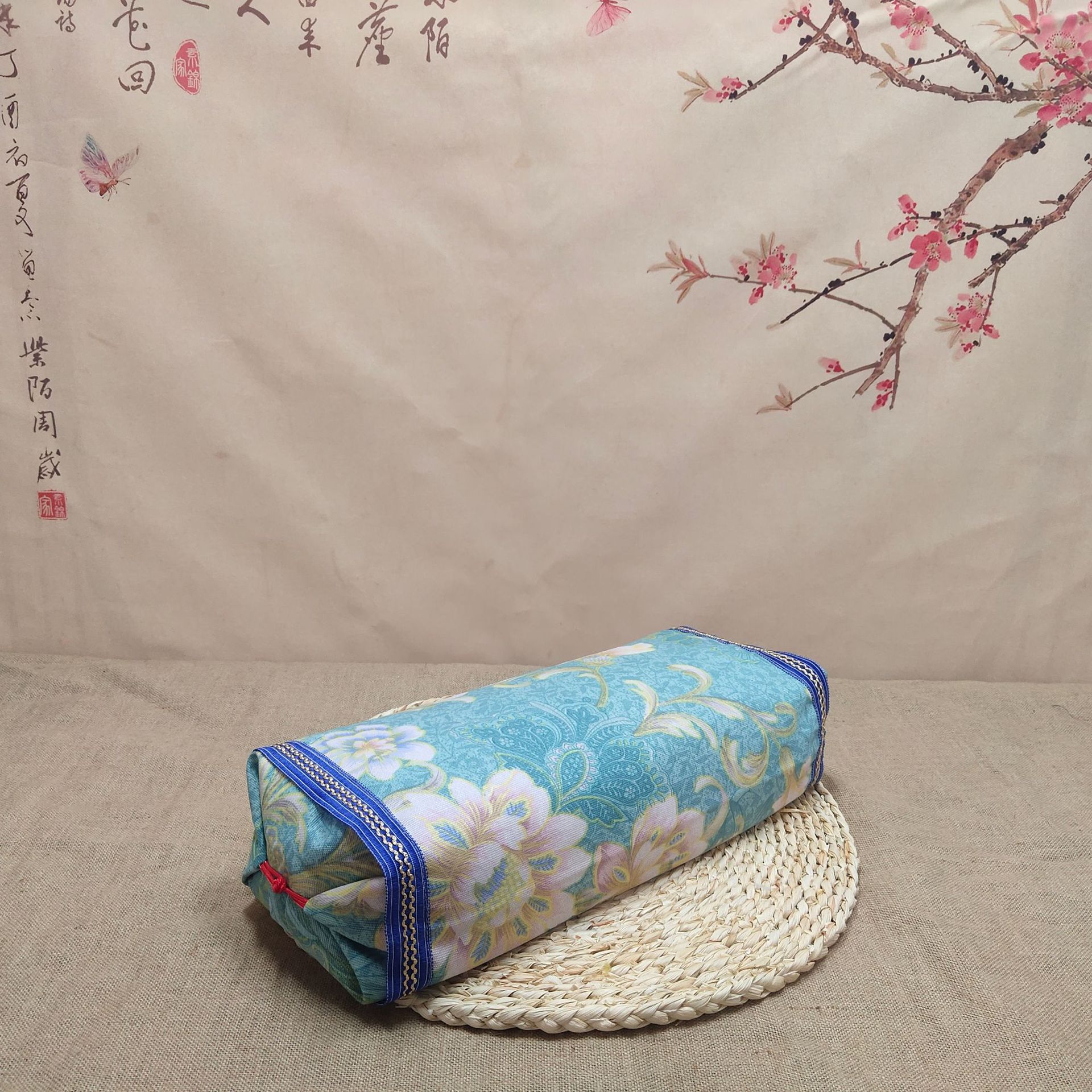Red plate buckle palace cotton coarse cloth pillowcase pillow case, pepper seed buckwheat cassia seed, wormwood, flower and grass pillow core neck pillow