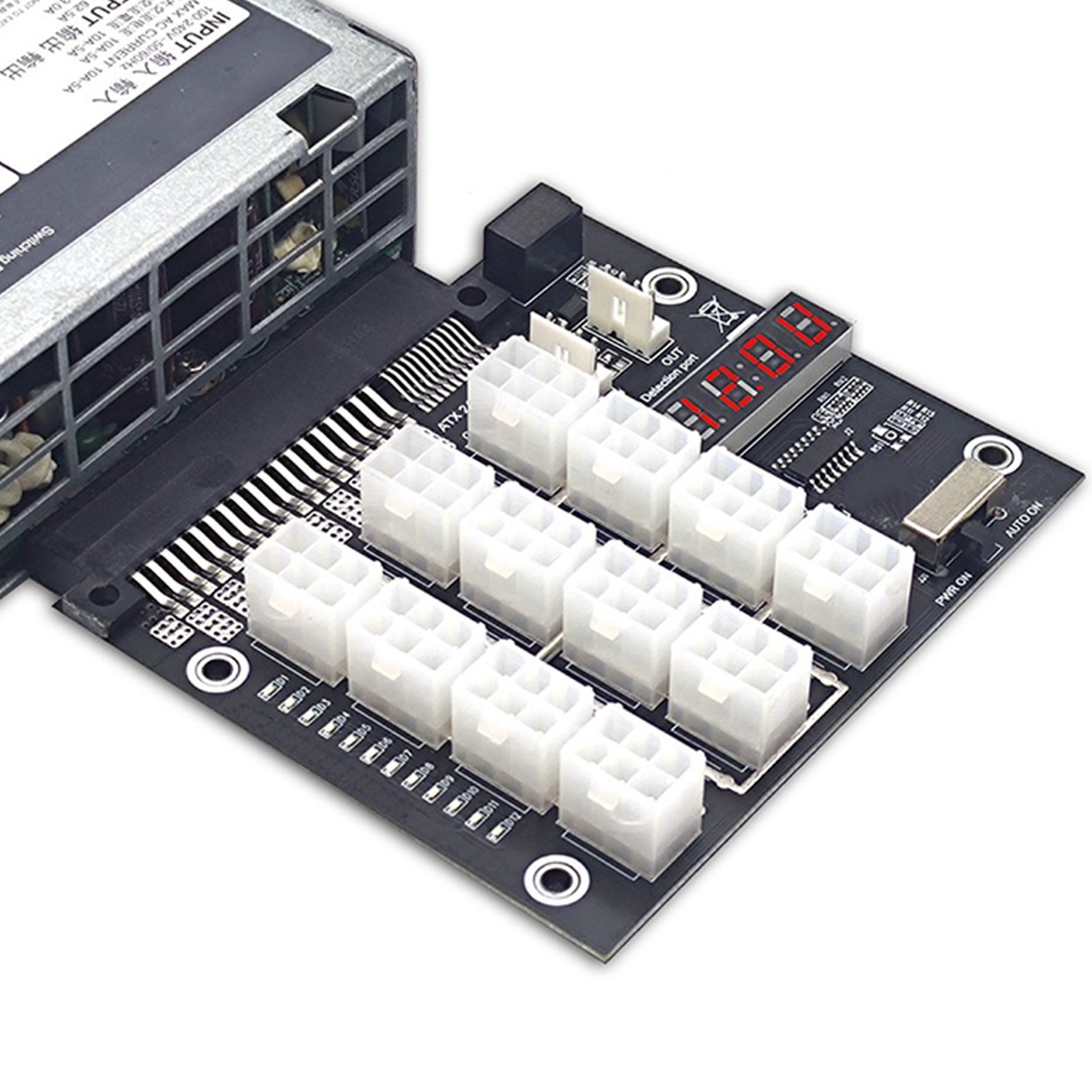 2X Mining Breakout Board 12Port 6Pin Power Supply Module Board with LED 4Pin Cable PSU Server 750W 1100W 1600W. 
